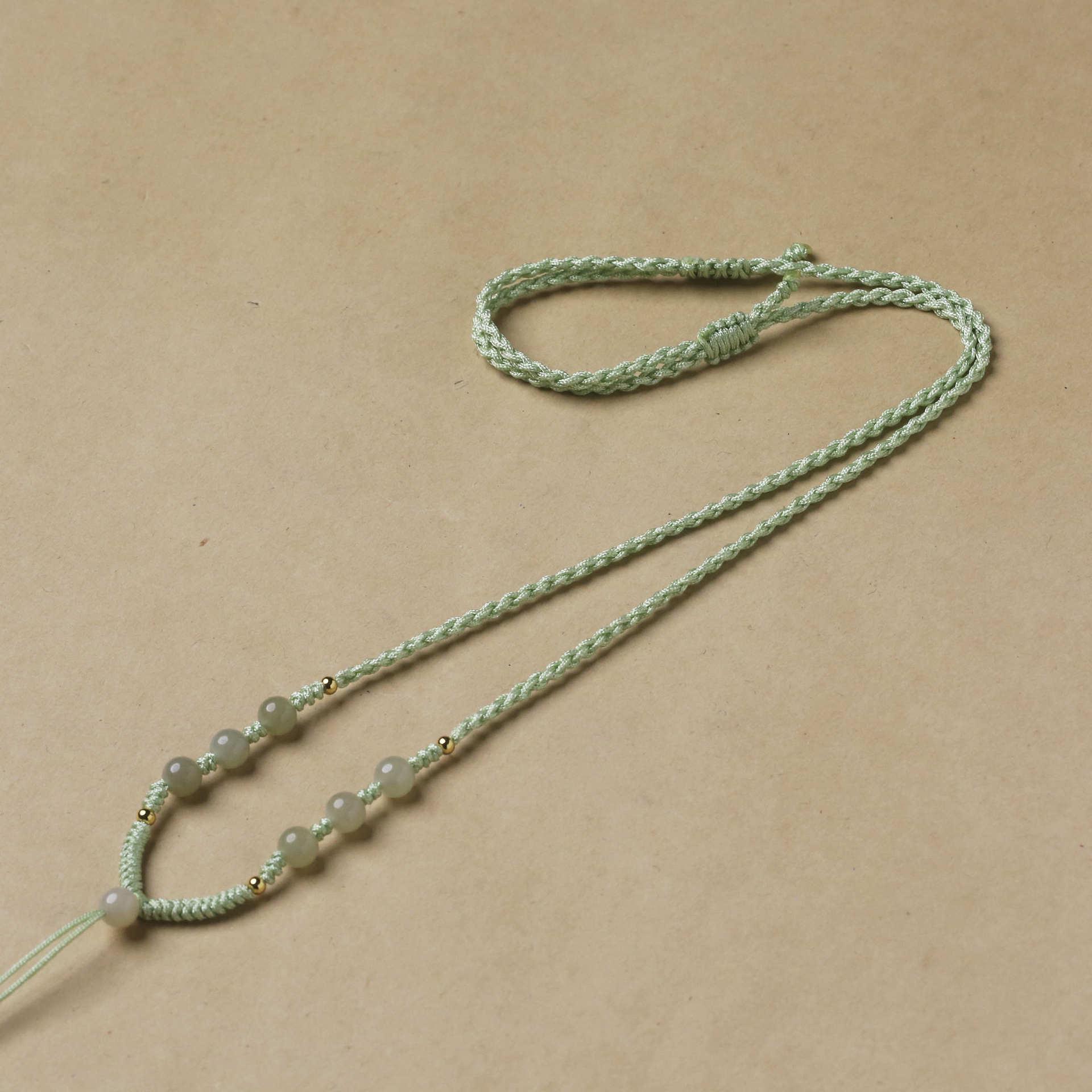 

Handwoven Hetian Jade Adjustable Pendant Necklace Rope 6mm