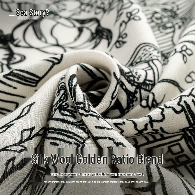 Shanghai Story Paris Plane Tree Silk Wool Triangle Scarf