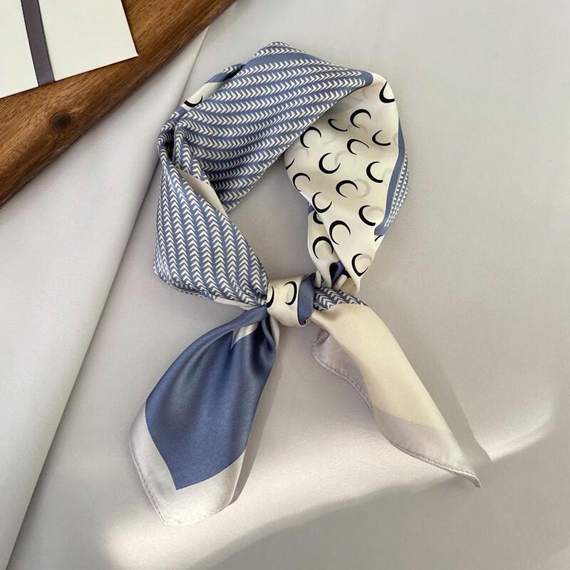 

Lagur Blue Mulberry Silk Small Square Scarf