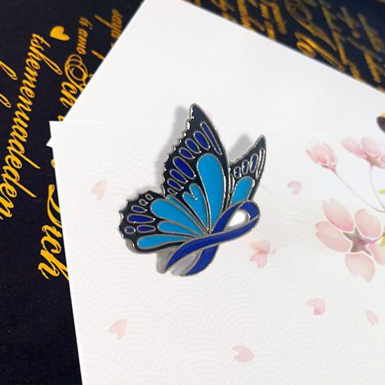 Women Brooch Enamel Butterfly Design Healing Ribbon Pin Non-Slip Buckle Scarf Badge Sweater Cardigan Bag Accessories