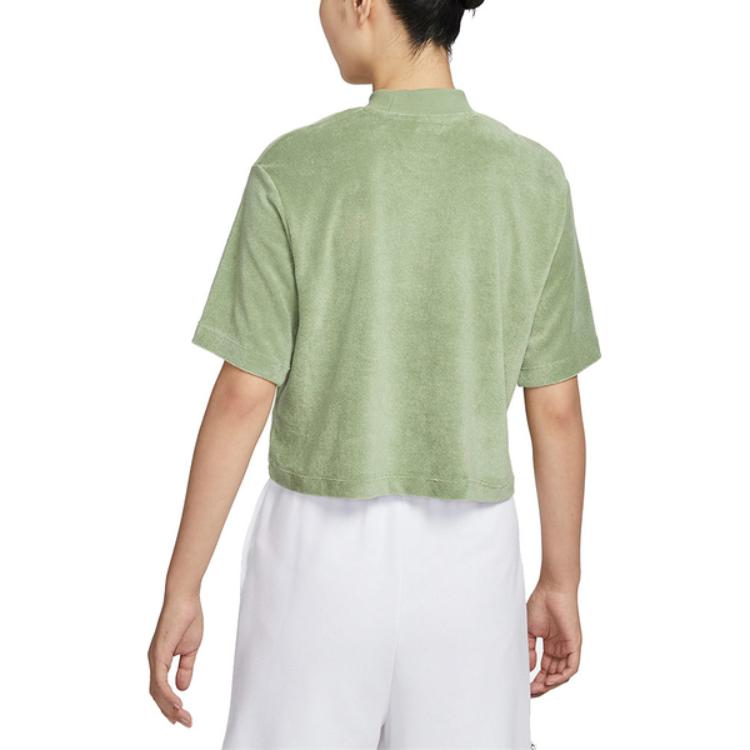 Nike Solid Color Crew Neck Pullover Short Sleeve T-Shirt Women Tops Green DV7833-386