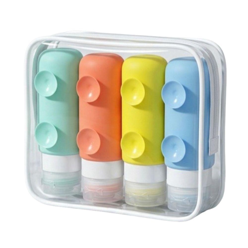 4Pcs/Set Silicone Travel Refillable Bottles Set Reusable Shampoo Container Shower Gel