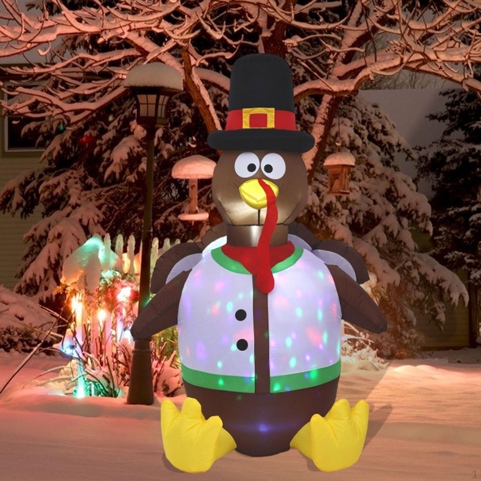 

Надувной сидящий индюк на День благодарения, декор со встроенной красочной светодиодной подсветкой для