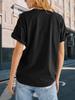 Women's Floral Rose Print Color Block Crew Neck Loose Graphic T Shirt