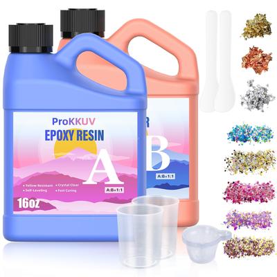 ProKKUV Resin Liquid Large Capacity Epoxy Resin 473ml X 2 High Resistant To Yellowing 32OZkit For Resin Beginners Resin Liquid Gold Foil Silver Foil
