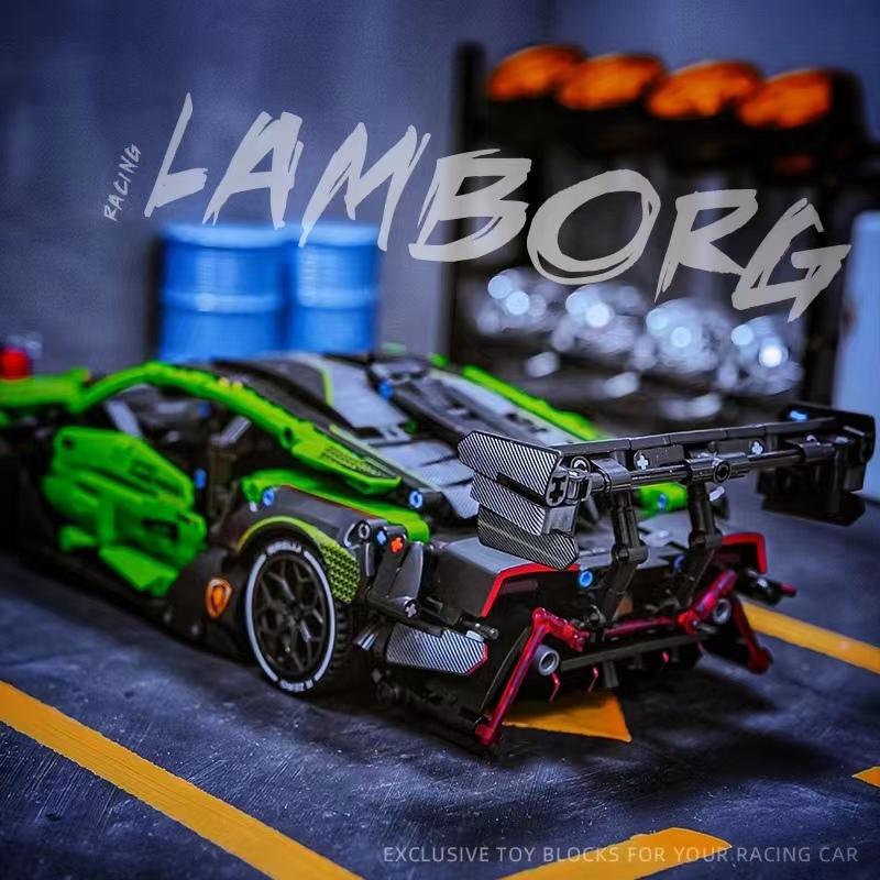 MOC Technical Green Racing Car Building Blocks Set Model Kit DIY Assembly Bricks STEM Educational Toys Kids Birthday Gift