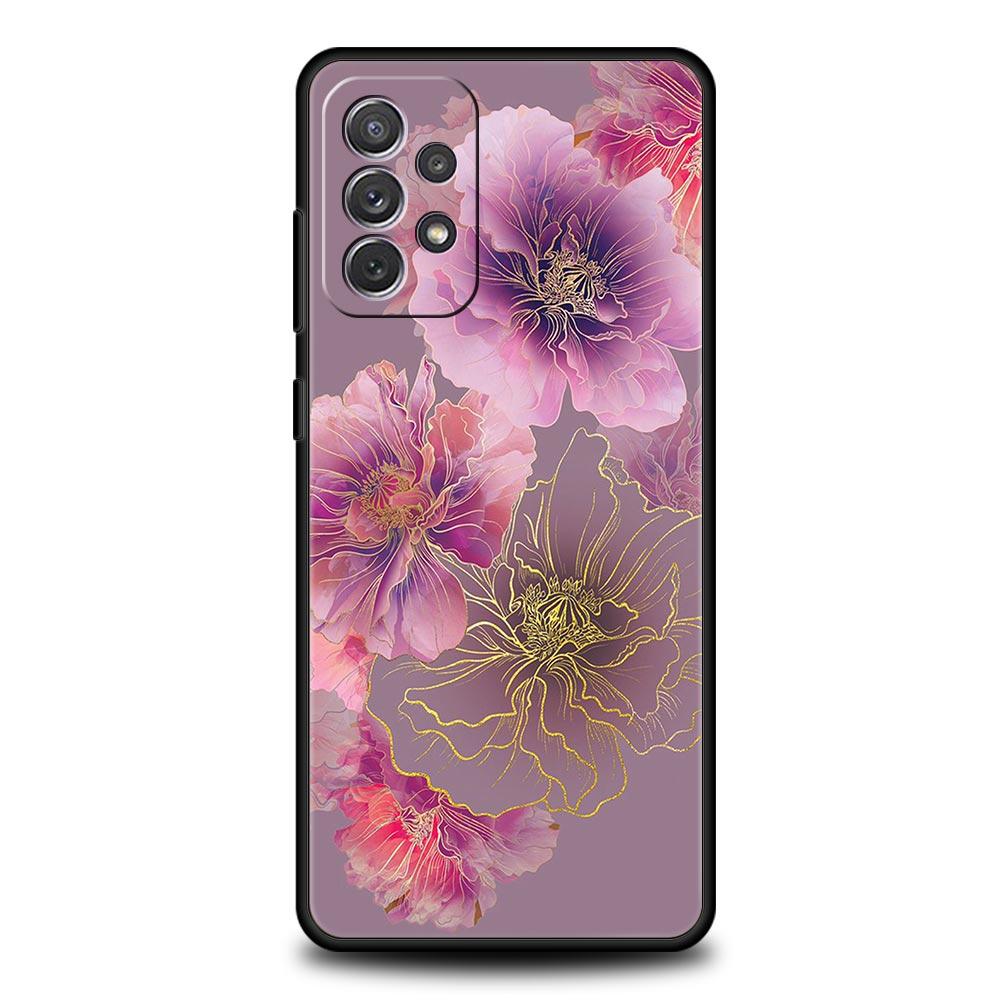 

Чехол для телефона Samsung Galaxy A17 A15 A13 A51 A71 A41 A31 A21S A07 A03S A05 A35 A55 A23 A25 A33 A53 A73 5G Cover Цветок в стиле туши Galaxy A05