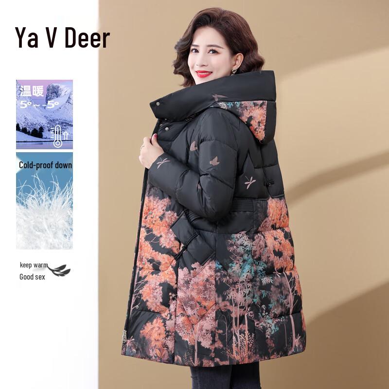 

Yalu Women s Mid-Length Hooded Down Jacket 3XL