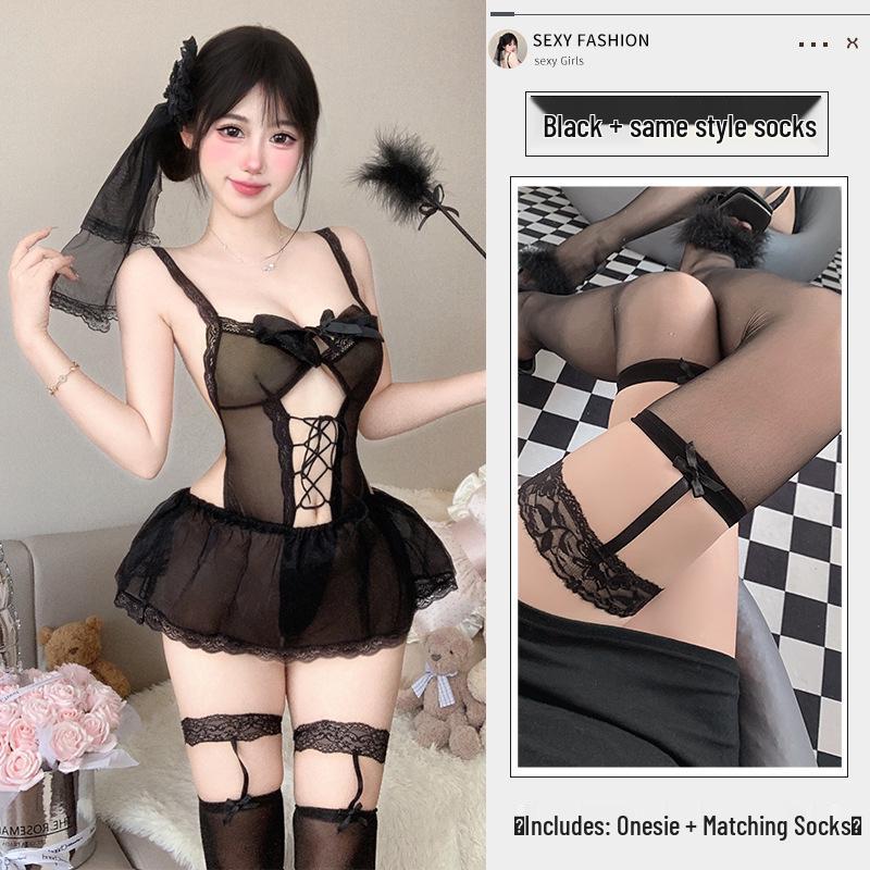 Alluring Lace Temptation Uniform: Enhance Bust Appearance with Quick-Release Feature