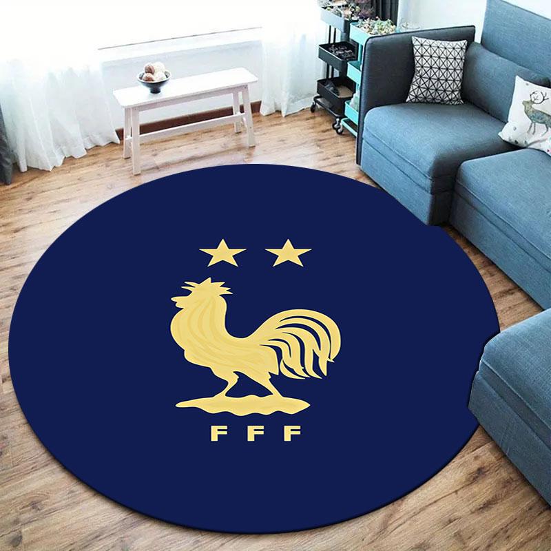 France National Football Team Round Area Rug,Carpet Rug for Living Room Bedroom Sofa Playroom Decor,Non-slip Floor Mat