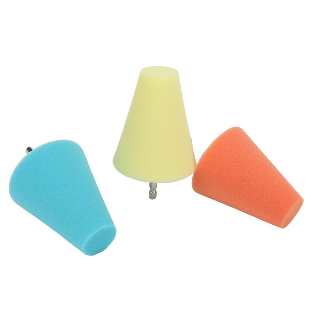 3PCS Hub Conical Polishing Sponge Buffing Foam Pad Wheel Care Tool for Cars Boats Motorcycles