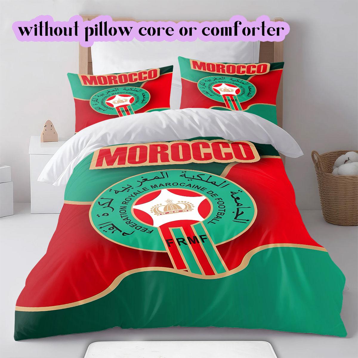 

Morocco national football team Pattern Bedding,Quilt Set Quilt Cover Pillowcase Home Birthday Gift (1*duvet cover+2*pillowcase,without core) 220x240cm