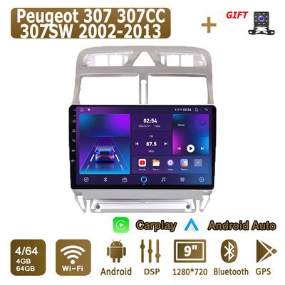 Android Carplay Autoradio für Peugeot 307 307CC 307SW 2002-2013 Multimedia-Player Head Unit Stereo GPS Navigation BT WIFI 4 + 64GB