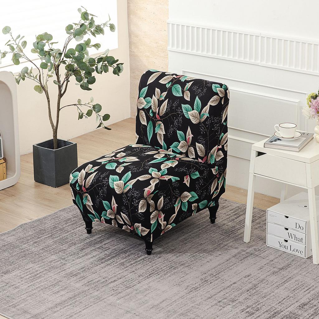 New Color Elastic Printing Armless Fat Chair Cover Amazon Hot Sale Single Armless Sofa Chair Cover