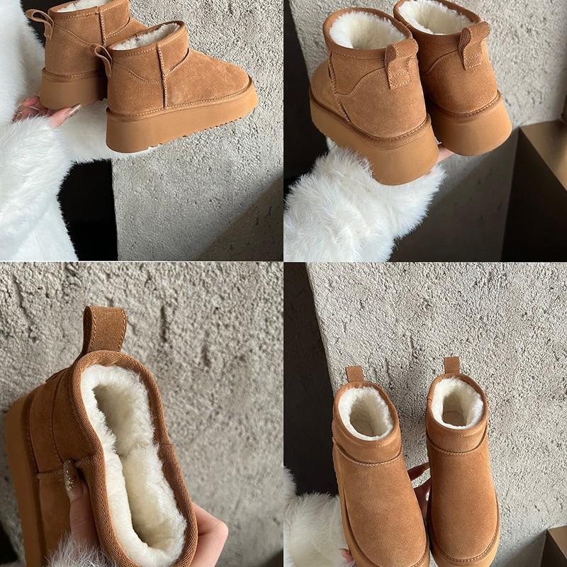 Zhou Dongyu Has the Same Wool Warm Thick-soled Snow Boots for Women's Autumn and Winter 2025 New Short Cotton Shoes and Velvet Short Boots