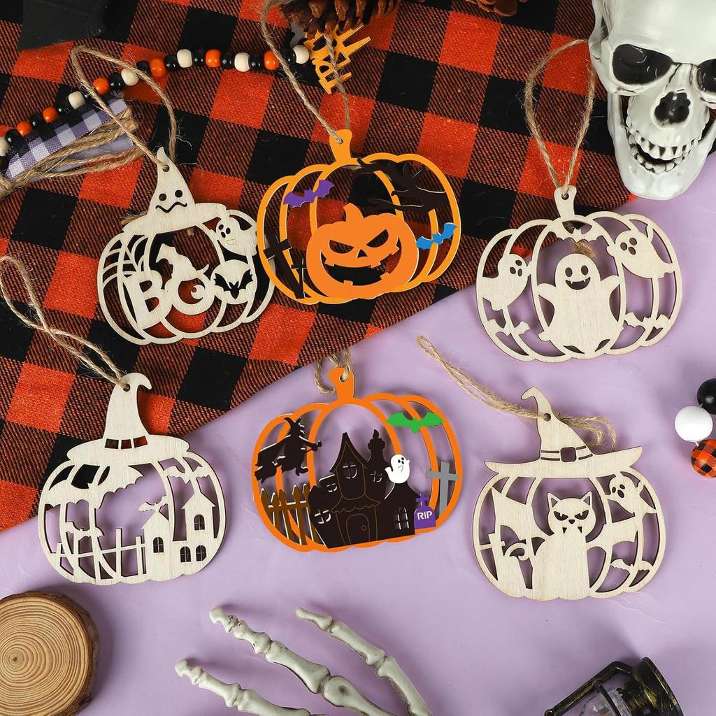 Halloween Wood Slices, Unfinished Wood Crafts, DIY Wood Ornaments, Halloween Decorations, Painting Craft Kits, Kids Art Projects