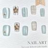 2025 Blue Cat Eye Floral Heart Gingham Nail Art Patches