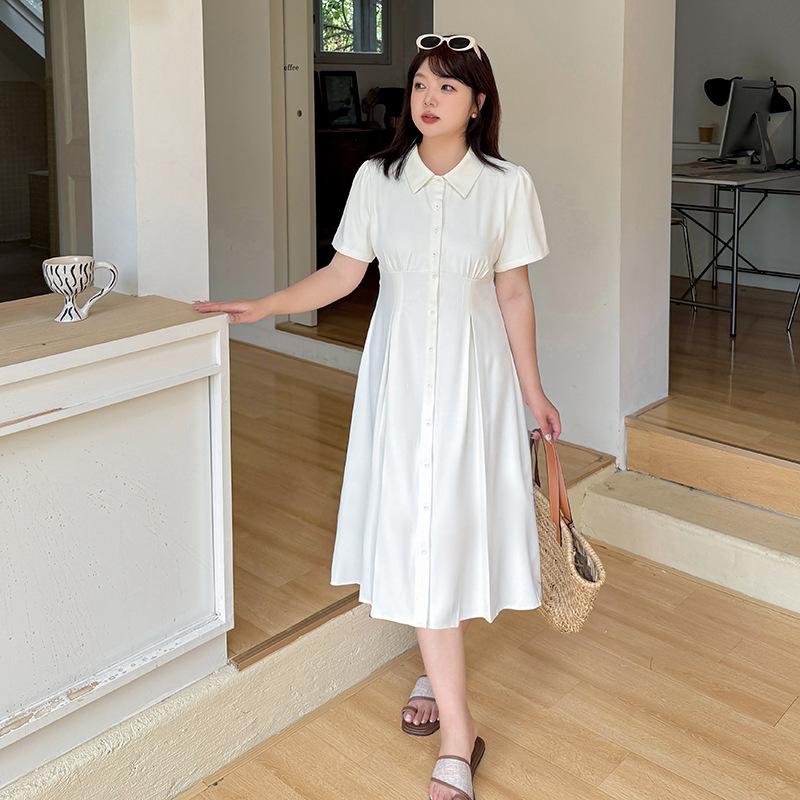 Large Size Women's Clothing Sister Literary Dress Summer New Waist Length Short Skirt 242389