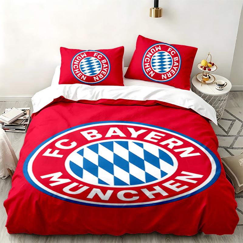 Set da 3 pezzi FC Bayern Monaco Perfetto per la camera da letto Set di biancheria da letto confortevole include una federa per piumone e due federe Ideale come regalo di compleanno o di Natale