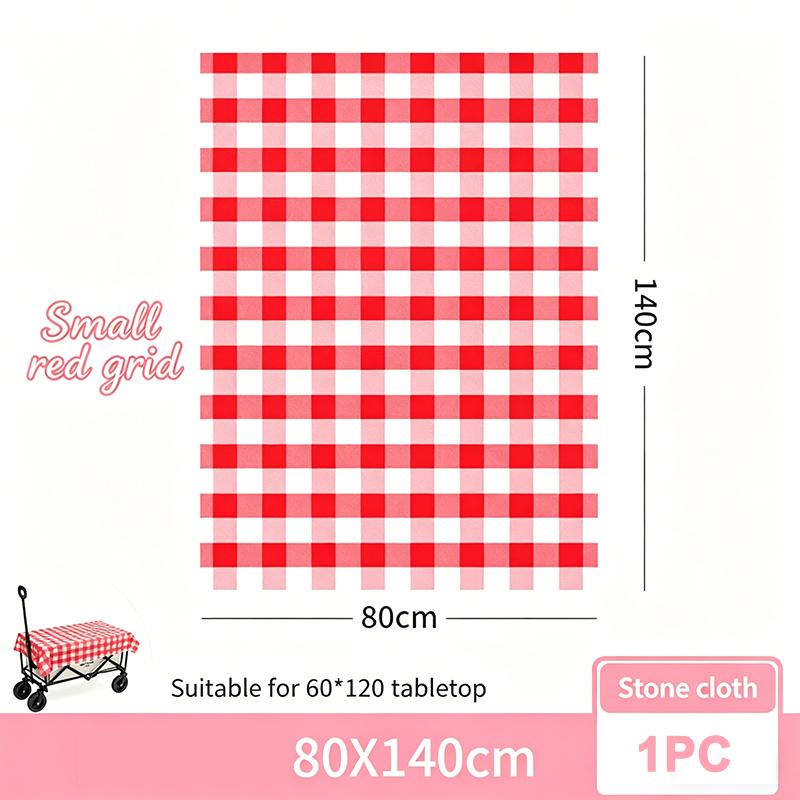 Rectangular Red Plaid Disposable Plastic Tablecloth, Waterproof Oilproof Table Cover for Outdoor Picnic, Kitchen, Holiday & Birthday Party Decoration