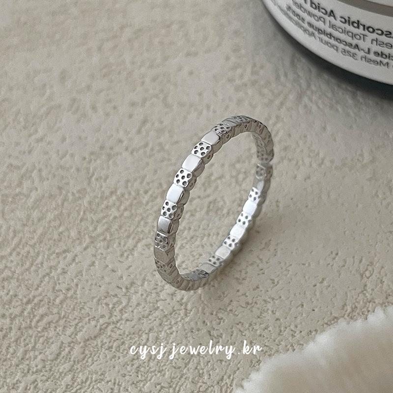 Cui Yan S925 Sterling Silver Korean Style Square Thin Band Ring for Women - Simple, Versatile, Stackable, Openable Design