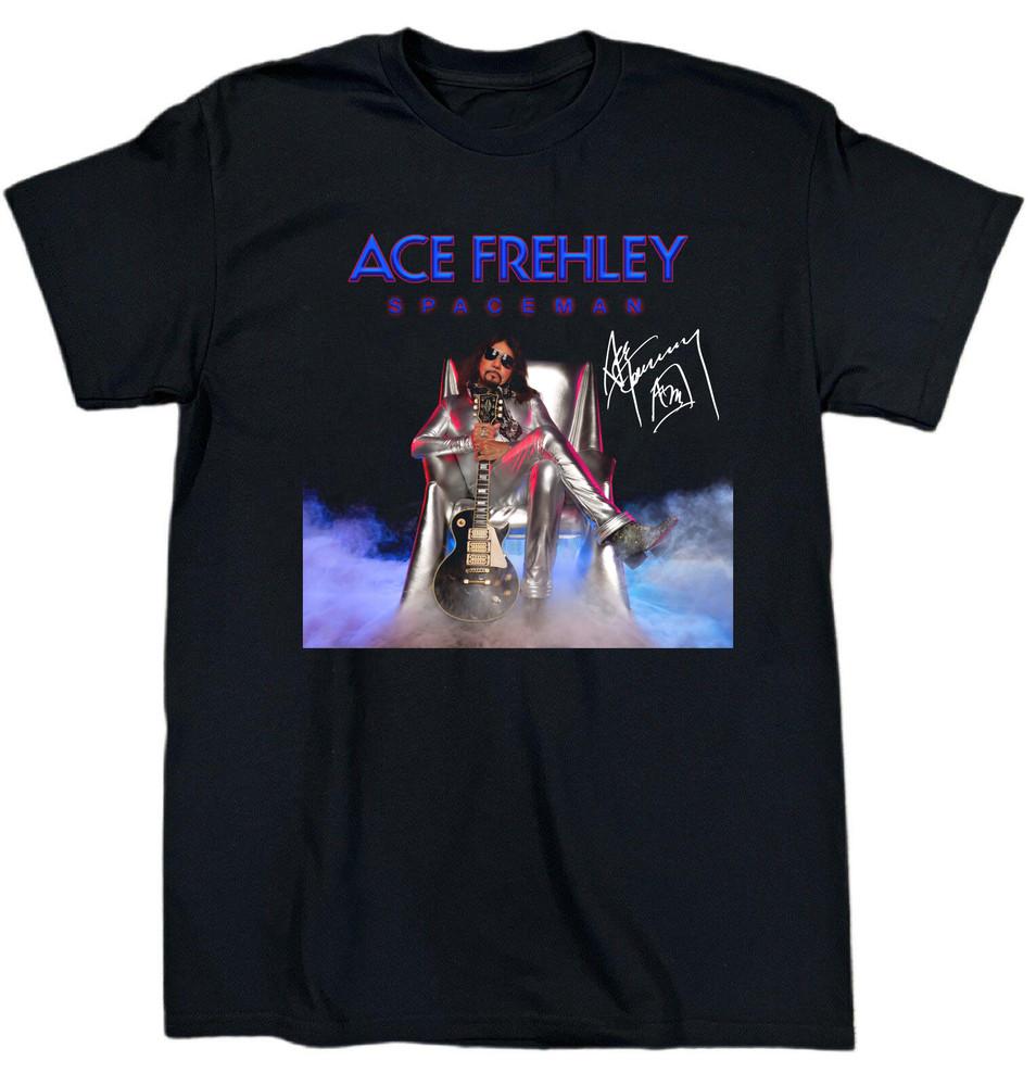 

НОВЫЙ ACE FREHLEY Spaceman С автографом Плотный Хлопок Черная Футболка S-5XL C239 Унисекс Футболка L