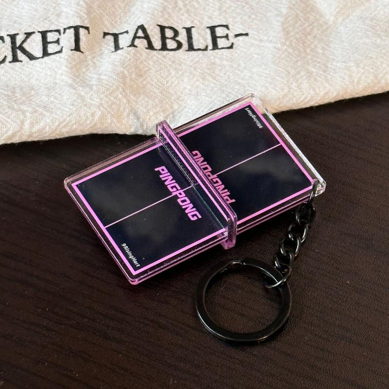 Acrylic Ping Pong Table Keychain Double Sided Mini 3D Sports Keyring Bag Pendant Car Key Chains Souvenir Gift
