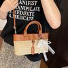 Trend messenger women's bag 2025 summer niche design Korean version versatile handbag straw bucket shoulder bag