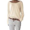 Solid Color Casual Round Neck Long Sleeve Women Knitted T-shirt Bottoming Top