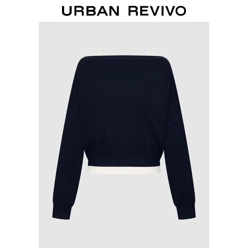 UR2026 Color-Block Cropped Knit Top