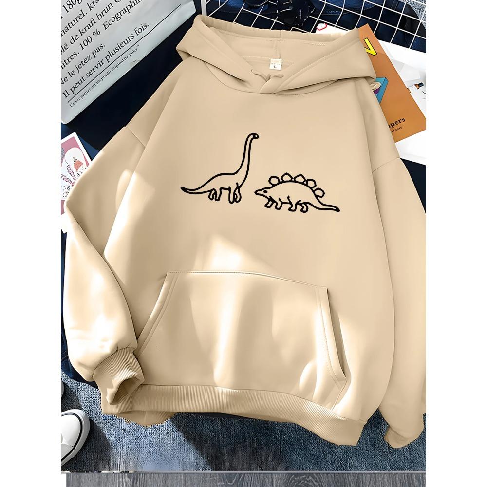 Kawaii Dinosaurier Print Hoodies Damen Weich Warm Locker Lässig Sportbekleidung Damen Sweatshirt Fleece Damen Kleidung 2023