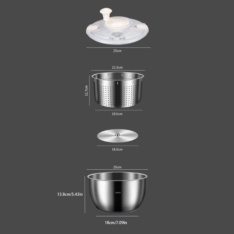 Premium 304 Durable Metal Salad Dryer For vegetables And Small Fruits With Space Saving Construction
