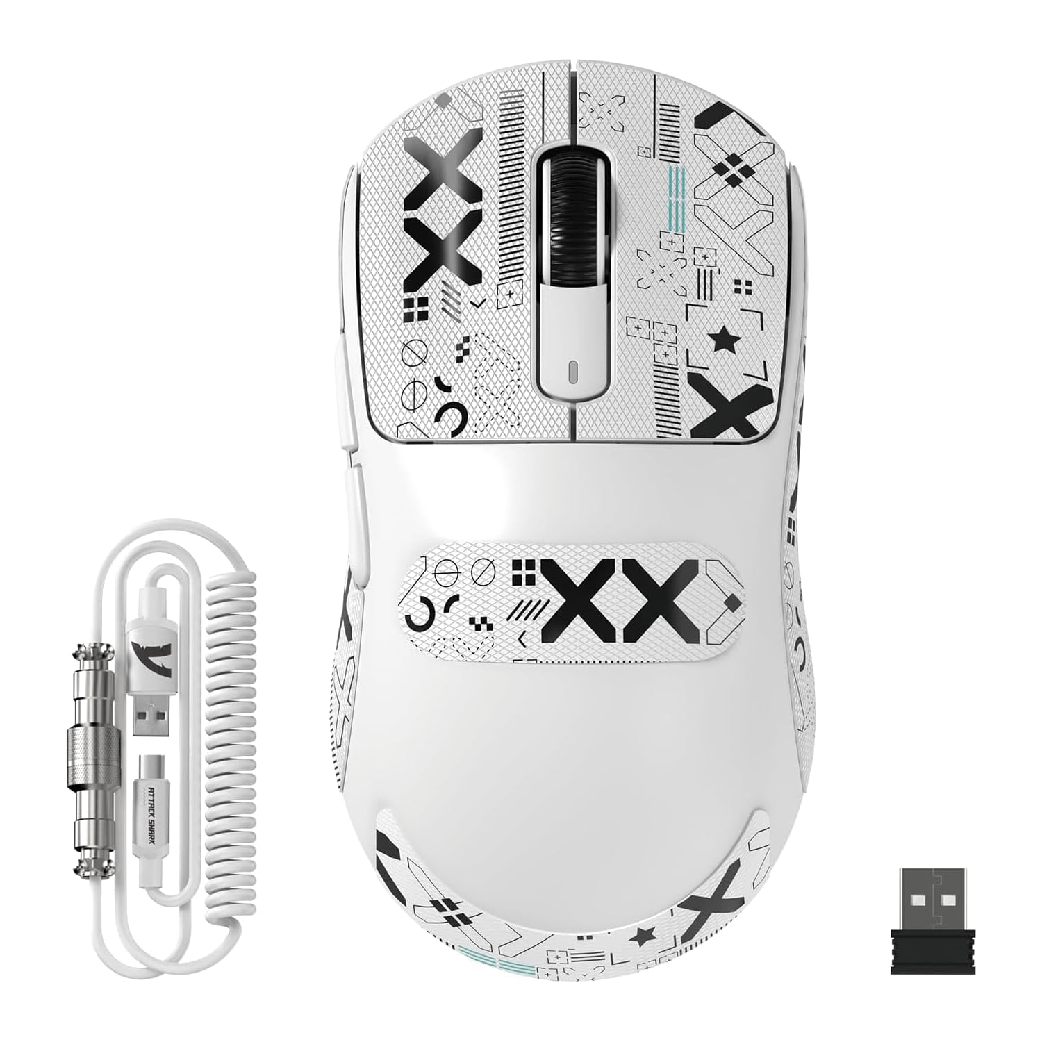 

MAMBASNAKE x ATTACK SHARK X3 MAX Оптичний сенсор Pixart PAW3950 з оптичним 42000 750 50G Максимум 100 мільйонів натискань для ігор та спіральний кабель та білий