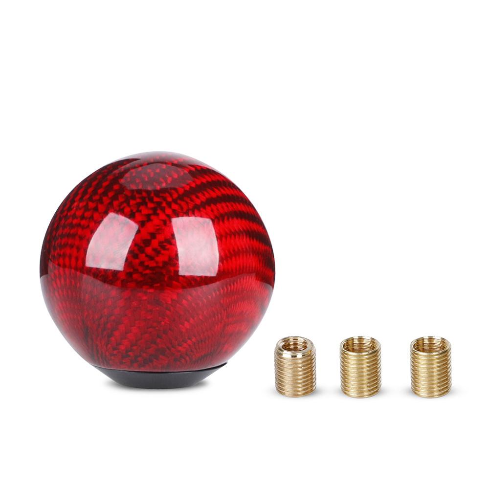 Real Carbon Fiber Universal Car Gear Shift Knob Head Shifter Lever Aluminum Round Ball Shape M8x1.25 M10x1.25 M10x1.5