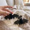 Dark Fluffy Bear with Wing Keychain Soft Touch Plush Bat Bear Keyring  Halloween Party Gift