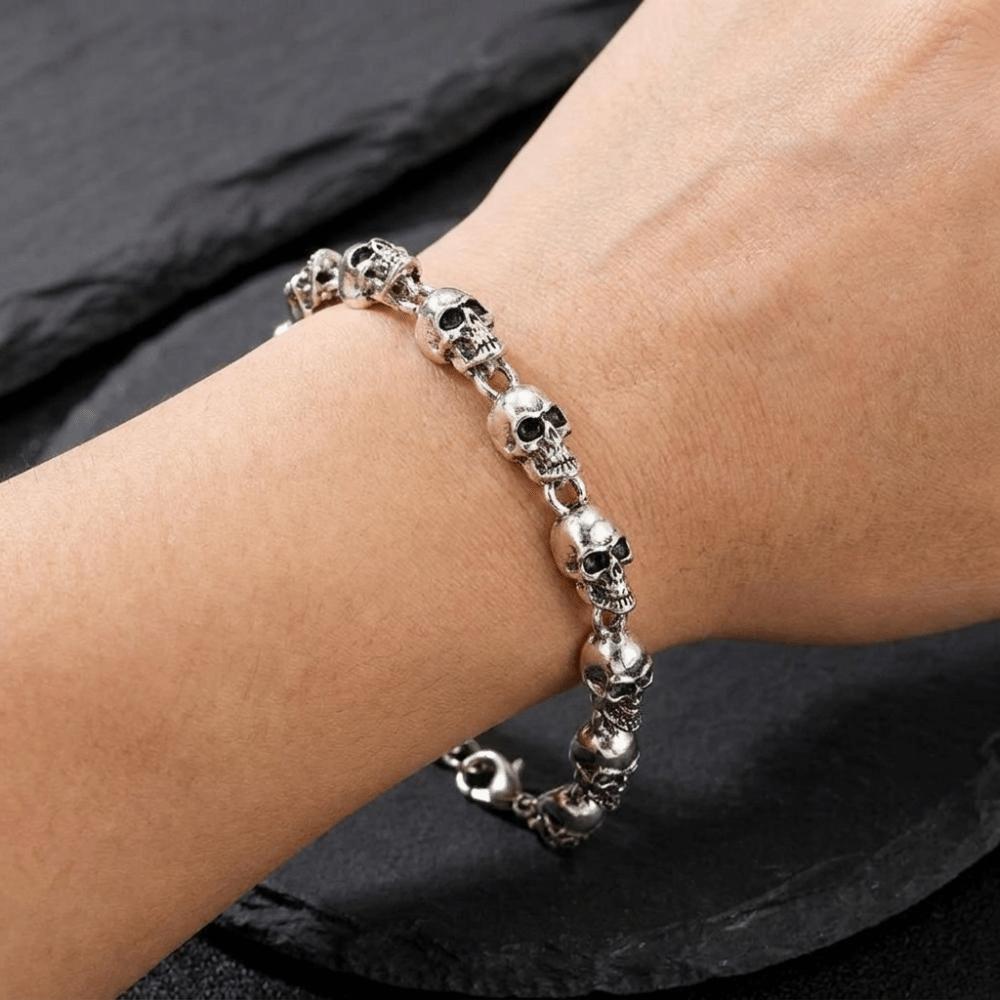 Punk-Stil Schlüsselbein-Kette Gotisches Perlenarmband Persönlichkeit Totenkopf-Halskette Party