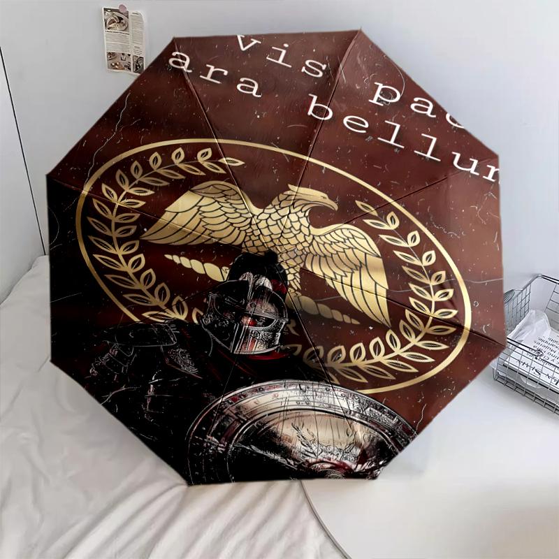 1 шт. Автоматический складной зонт - Римский узор SPQR, Портативный и складной дизайн с 8 спицами, Рождественские и новогодние подарки