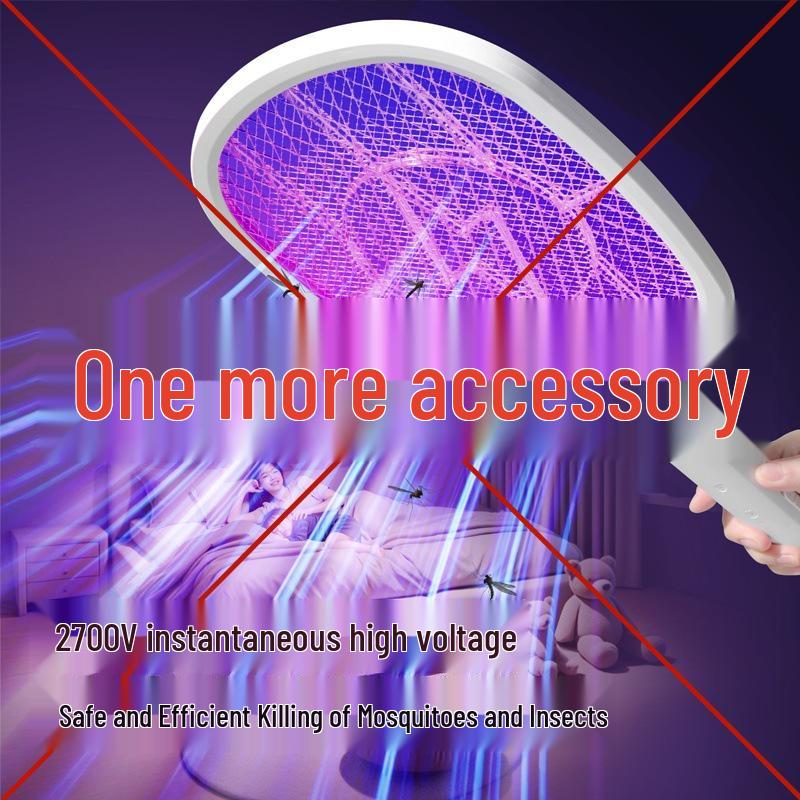 Rechargeable Electric Mosquito & Fly Swatter with Three-Layer Safety Net
