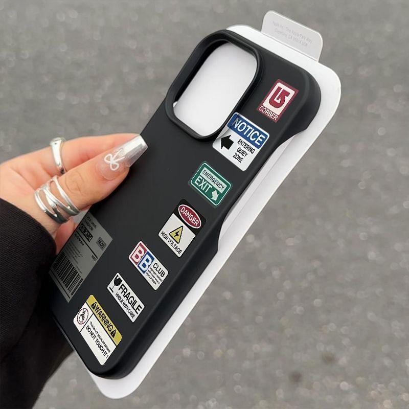 English Tags For IPhone 16 Pro Case Half Pack Phone Shell For IPhone 15 14 13 12 11 Pro 15 16 Plus Silicone Anti Fall Back Cover
