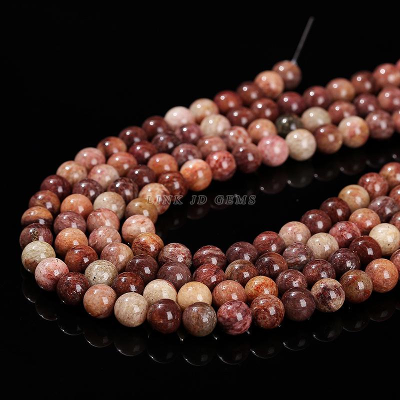 Jingde Jewelry Natural Dark Red Jasper Round Beads Bracelet - DIY Jewelry Accessories