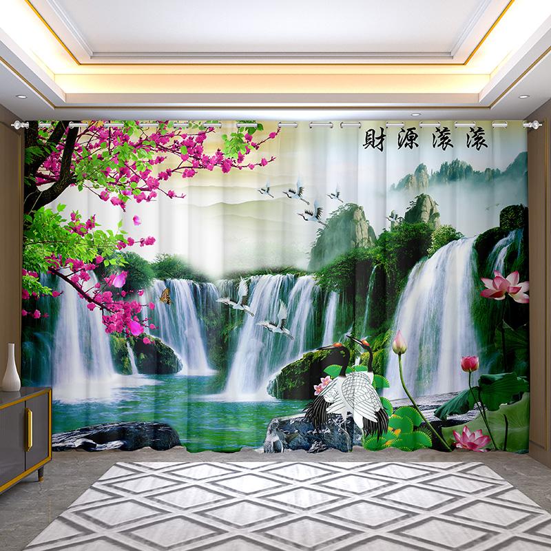 

2-панельные китайские шторы деревенская группа лошадь пейзаж картина напечатанные шторы для спальни гостиная пол окна жалюзи драпировка 100W130H(CM)40x51in&Grommet Top