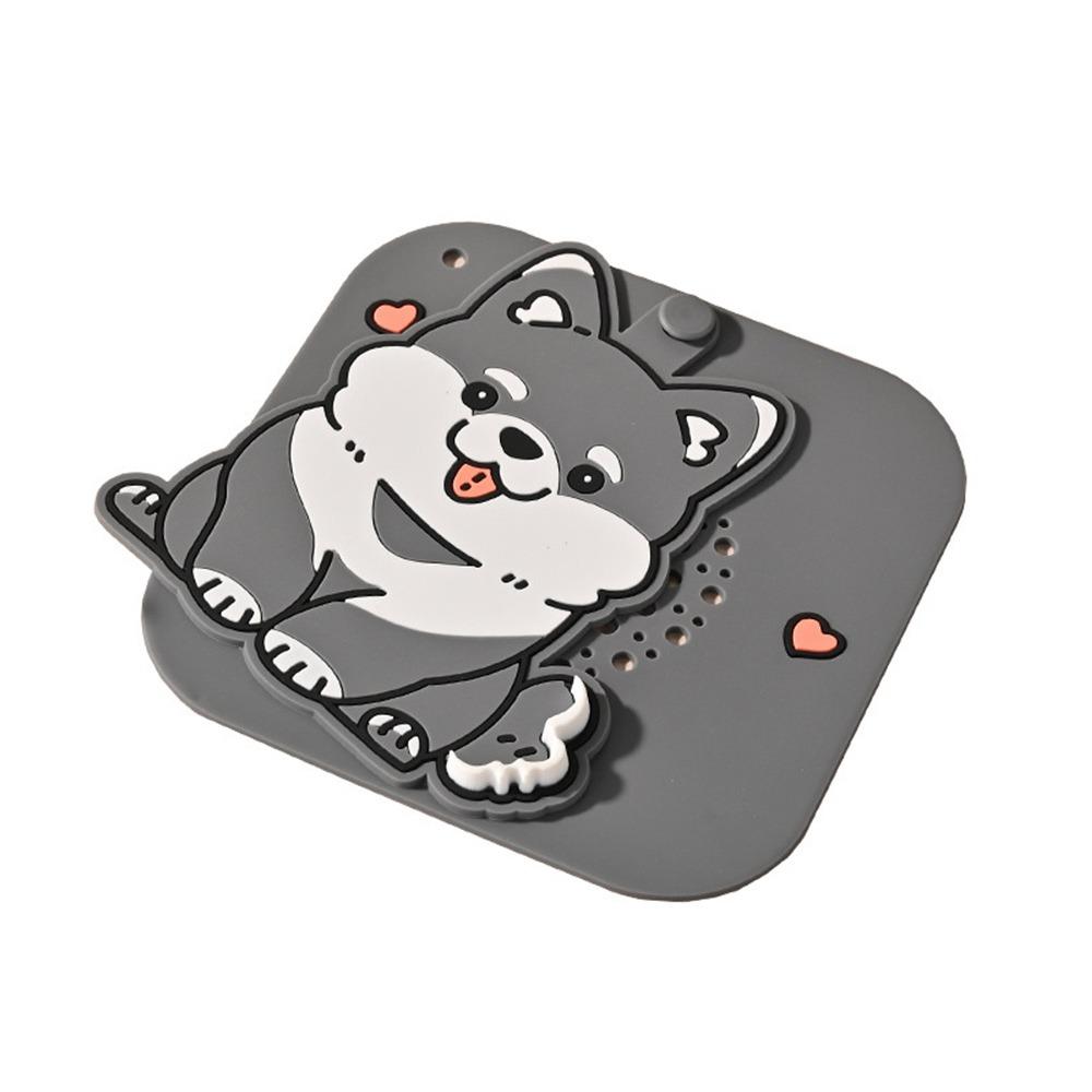 Silicone Floor Drain Cover Cartoon Dog Sewer Filter Pad  for Bathroom Hair Collection