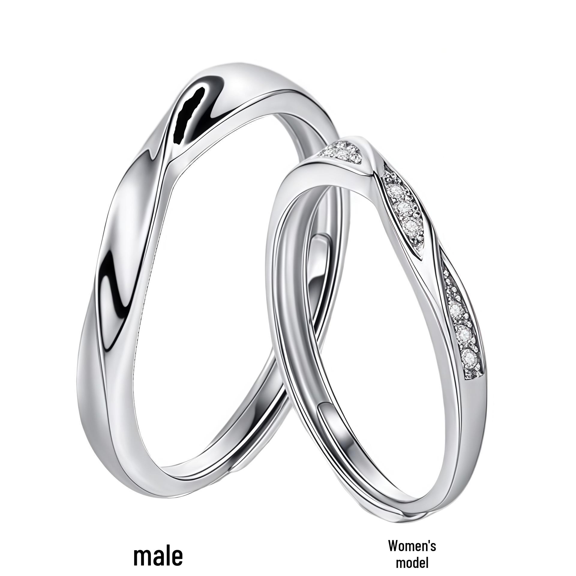 Sterling Silver Twin Knot Mobius Couple Ring - Simple, Versatile Open Design. Adjustable Opening