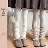 Red Letter Mark Girls' Plus Velvet Thickened Base Layer Pants with Spliced Sock Cover - Warm Autumn/Winter Wear
