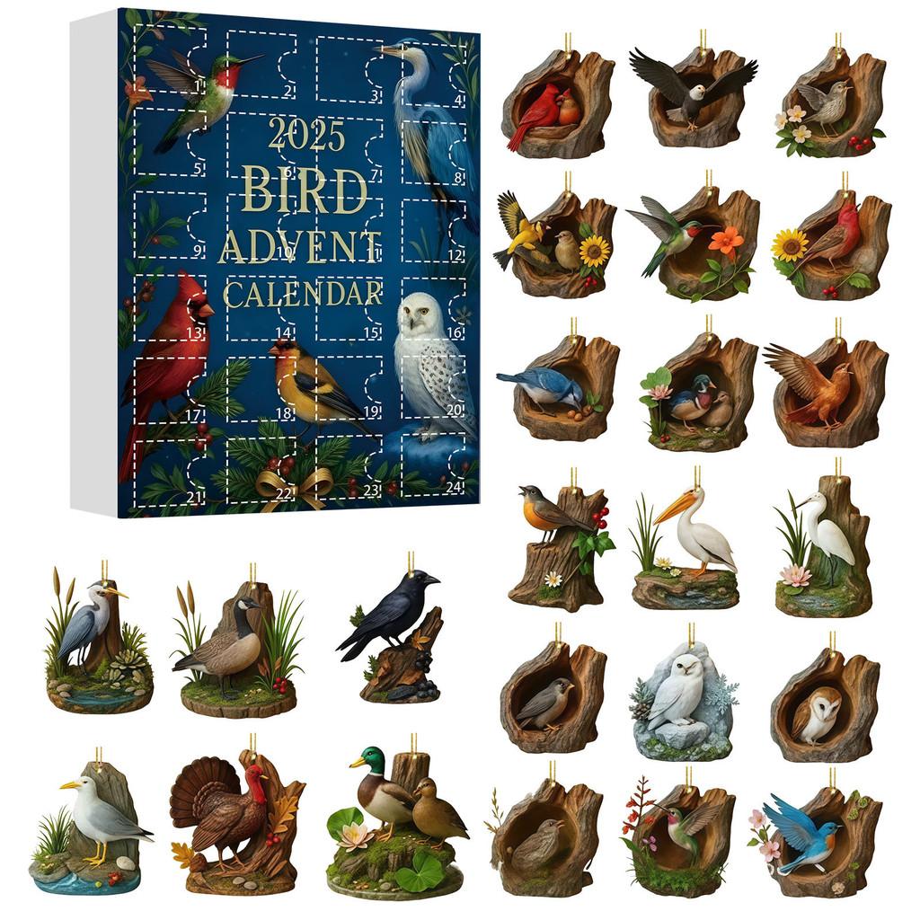 Bird Series Christmas Bling Box With Acrylic Decorations For Festive Tree Decorations Party Favors