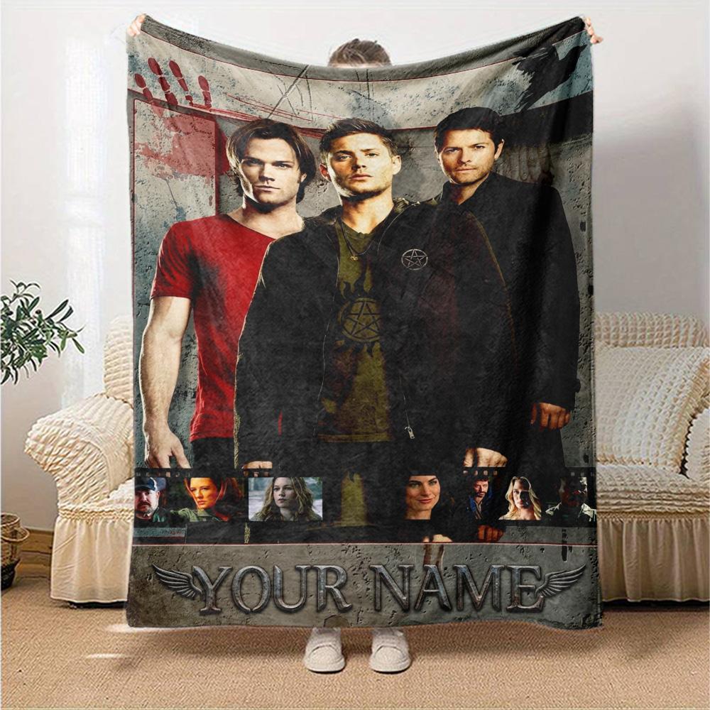 Name Custom Supernatural Print Flannel Blanket High Quality Warm Comfortable Cover for All Seasons Perfect for Gifts Home Decor
