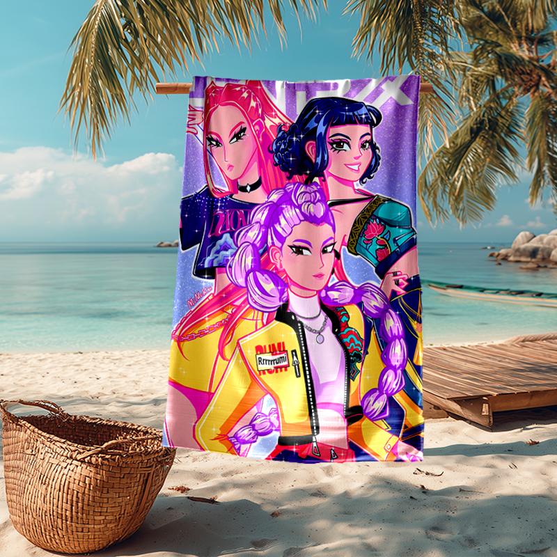 KPOP Hunter Fashion Beach Towel: Ideal for Summer Adventures Soft, absorbent and quick drying suitable for swimming and bathing