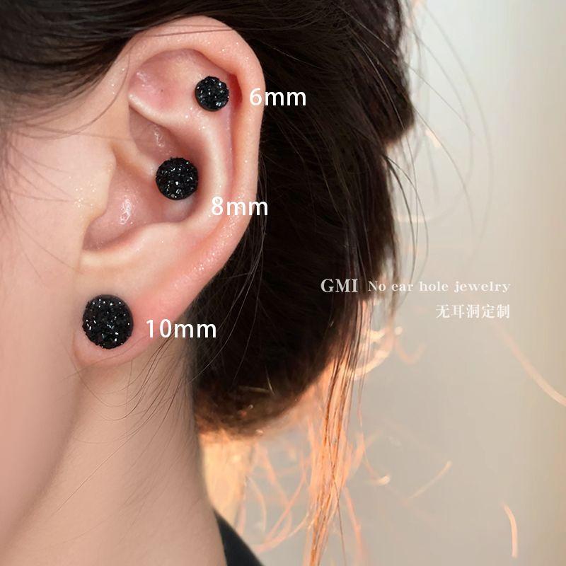 

Magnetic Ear Bone Stud Accessible Luxury Fancy New Arrival Zircon 10mm black zircon magnetic ear clip (a pair)