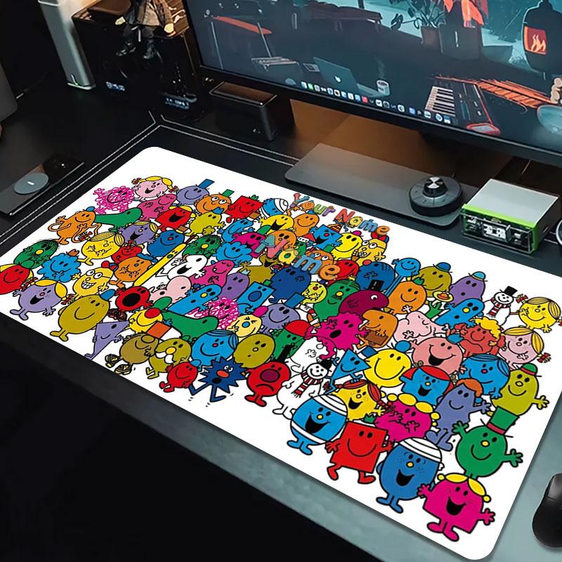Mr. Men Little Miss Custom Name Large Size Mouse Pad Large Gaming Table Cushion Non-slip Laptop Tablet Big Mousepad XXL Mat Mini PC Playmat With Lock 