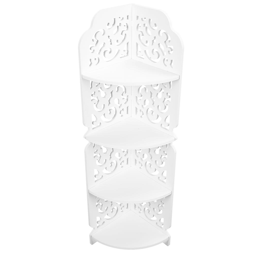 4Tier Wall Mounted Corner Shelf Shelves Display Carved Dampproof Unit Bathroom